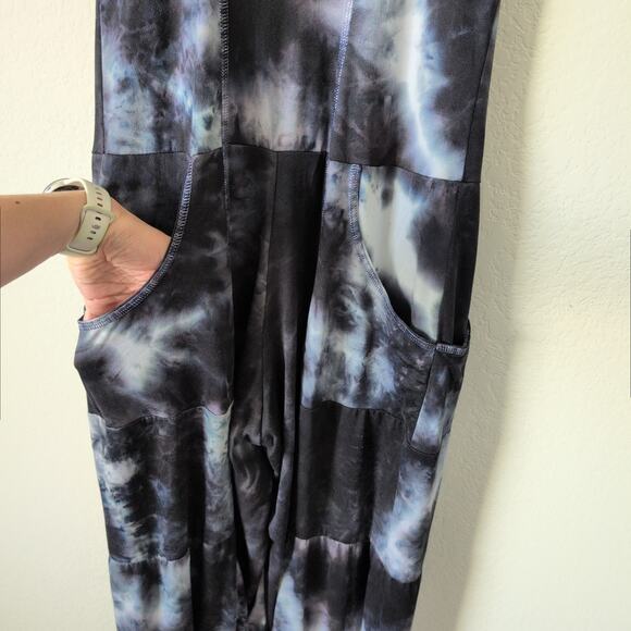 Autumn Teneyl Tie Dye Hooded Jumpsuit - Small Organic Soft Hippie Boho Wide Leg - Picture 7 of 16